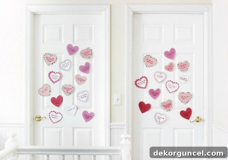 Such a sweet idea! Put surprise paper hearts on your kids' doors with all of the reasons you love them!
