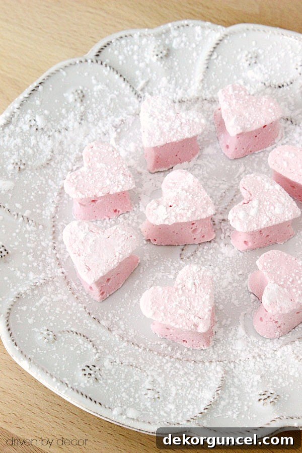 Homemade heart marshmallows - yum! Will have to try these!