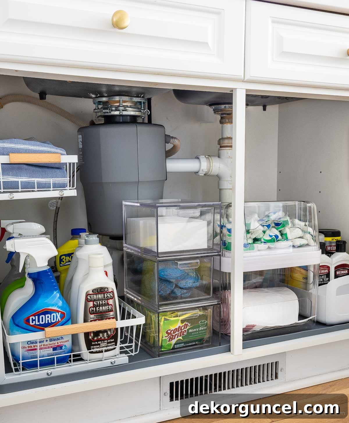 Organizing Under the Kitchen Sink: A Guide to a Tidy Space 21 Organized cabinets under the kitchen sink.