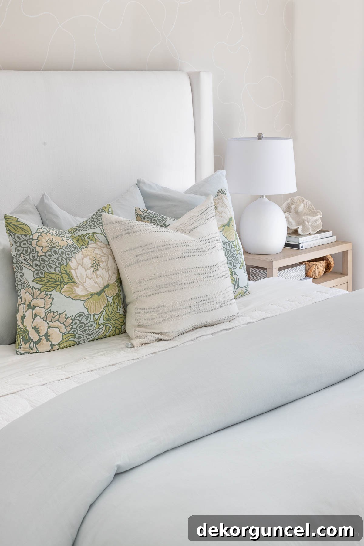 Small Budget, Big Impact: 50 Home Updates Under $50 9 Decorative pillows in light blue bedroom