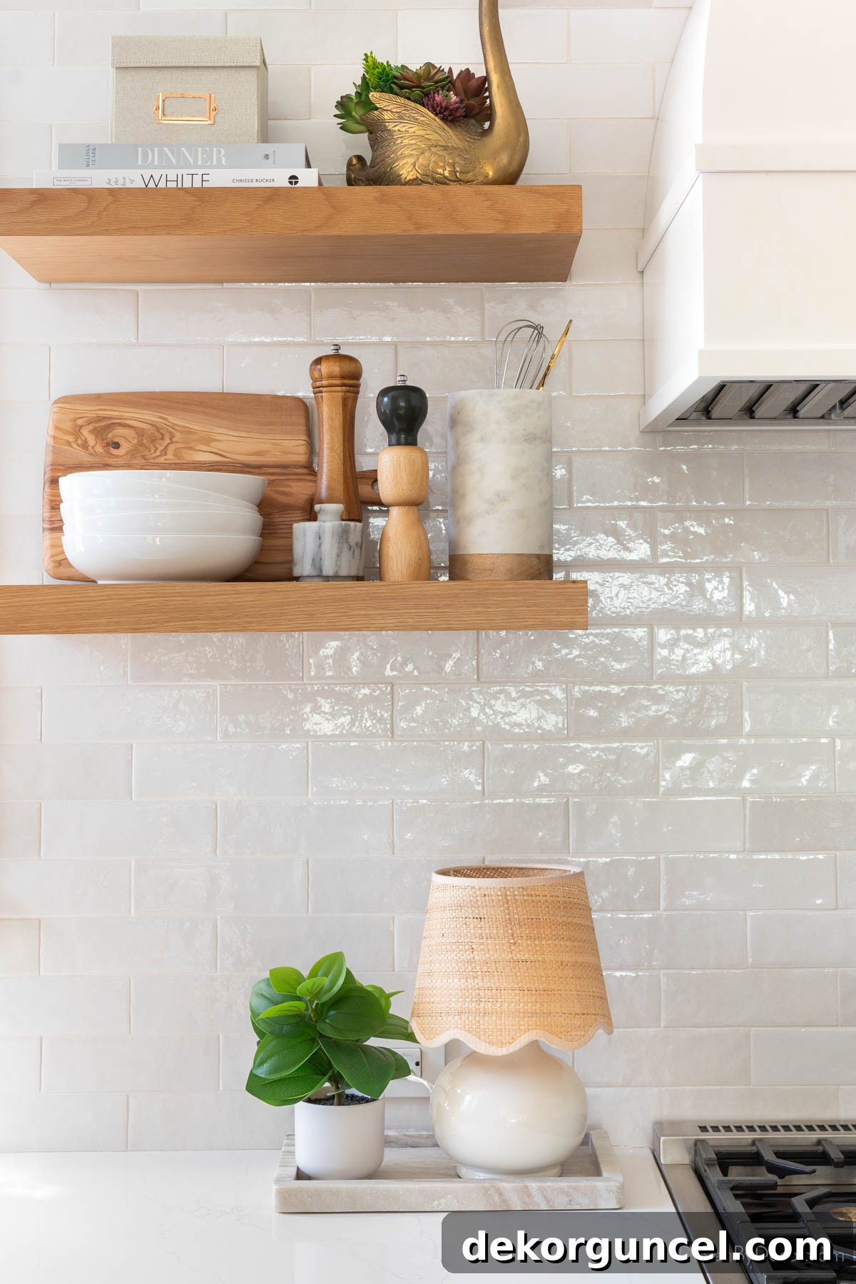 Small Budget, Big Impact: 50 Home Updates Under $50 14 Mini lamp next to range in kitchen