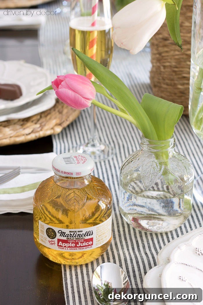 Small Budget, Big Impact: 50 Home Updates Under $50 7 The CUTEST little vases that are actually single serve apple juice bottles with the label soaked off!