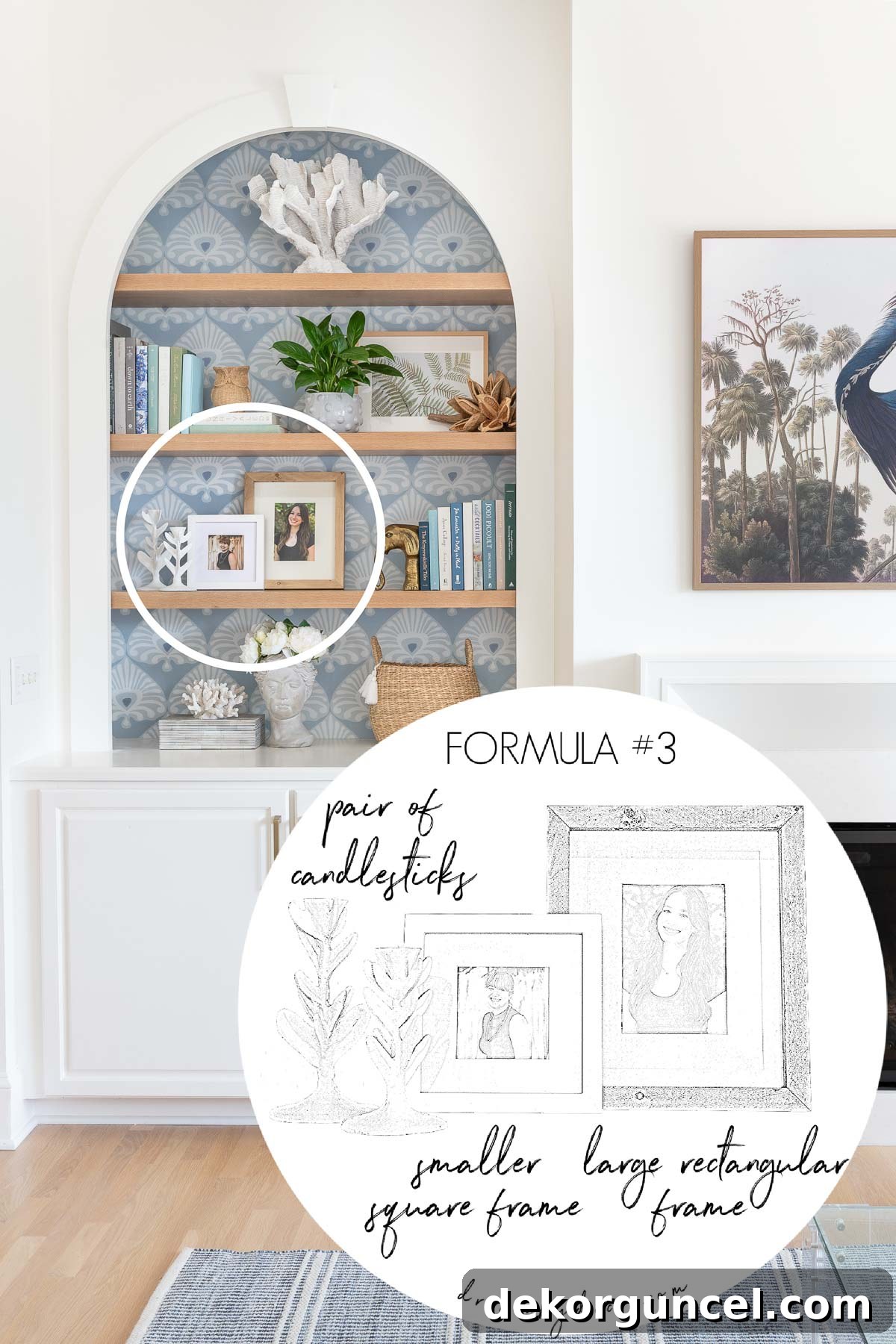 Small Budget, Big Impact: 50 Home Updates Under $50 8 A grouping of two candlesticks and a pair of layered frames - how to decorate a bookshelf