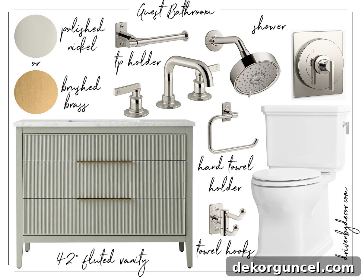 Timeless Bathroom Fixtures for Your New Build 6 Collage of timeless bathroom fixtures plus toilet and vanity for guest bathroom